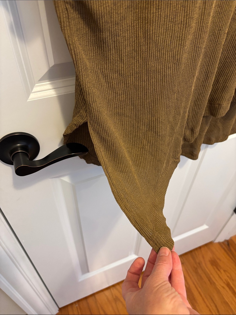 Zara Ribbed Short Sleeve Top in Mustard Brown 🤎 Sz 8 - Picture 4 of 12